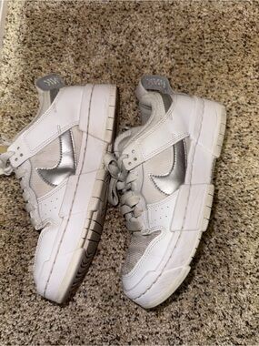Well Work Nike Women's White Sneakers with Silver Swoosh